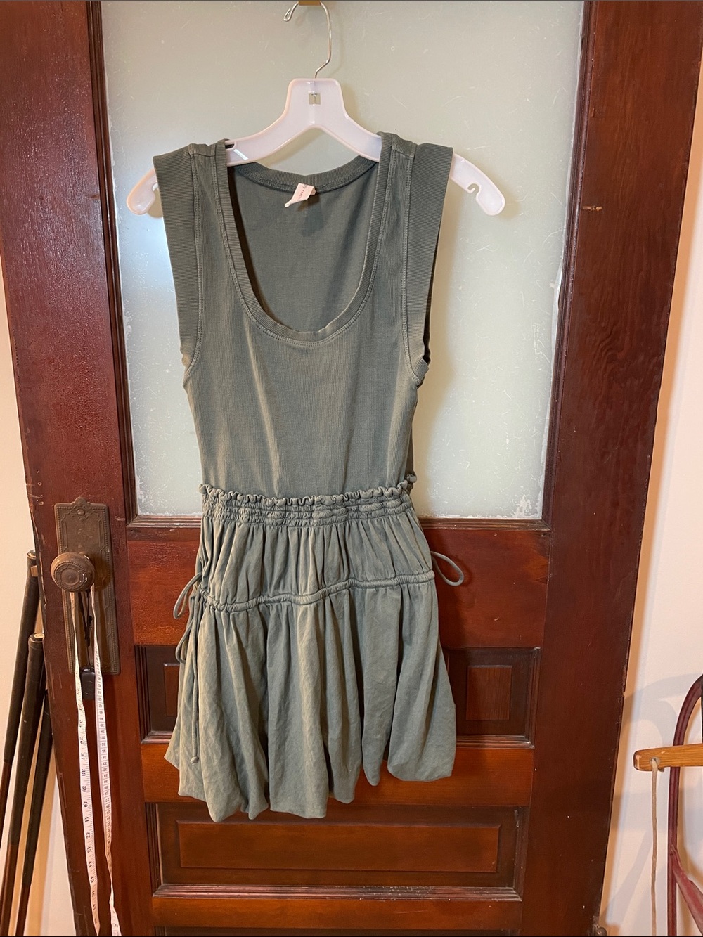 Daily Practice Sleeveless Olive Green Tank Dress
